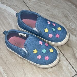 Carter's Denim Kids Slip-On Sneakers with Floral Details